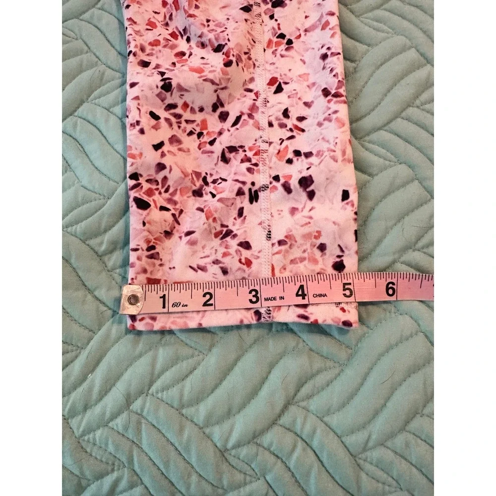 Gaiam Womens Pink Terrazzo Print Activewear Set Strappy‎ Tank & Leggings